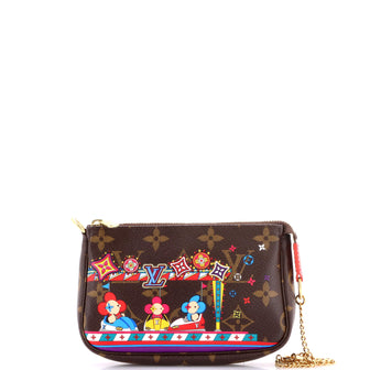Louis Vuitton Pochette Accessoires Limited Edition Vivienne Xmas Monogram Canvas Mini