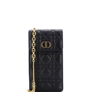 Christian Dior Caro Phone Holder with Chain Cannage Quilt Calfskin
