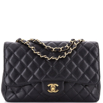 Chanel Classic Single Flap Bag Quilted Caviar Jumbo