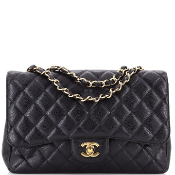 Chanel Classic Single Flap Bag Quilted Caviar Jumbo