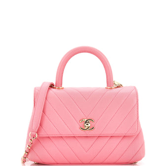 Chanel Coco Top Handle Bag Chevron Caviar Mini
