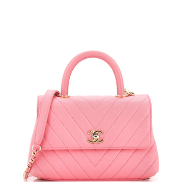 Chanel Coco Top Handle Bag Chevron Caviar Mini