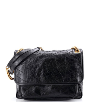 Saint Laurent Niki Chain Flap Bag Matelasse Chevron Leather Medium