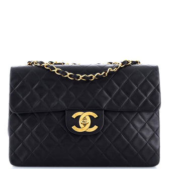 Chanel Vintage Classic Single Flap Bag Quilted Lambskin Maxi