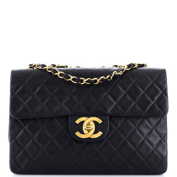 Chanel Vintage Classic Single Flap Bag Quilted Lambskin Maxi
