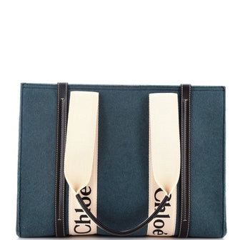 Chloe Woody Tote Recycled Felt with Leather and Canvas Large
