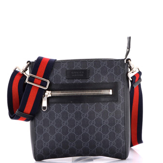 Gucci Web Strap Front Zip Messenger Bag GG Coated Canvas Small