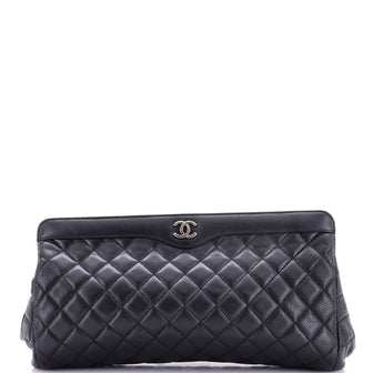 Chanel CC Frame Clutch Quilted Caviar Large