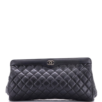 Chanel CC Frame Clutch Quilted Caviar Large