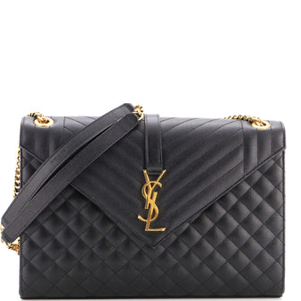 Saint Laurent Classic Monogram Envelope Satchel Mixed Matelasse Leather Large