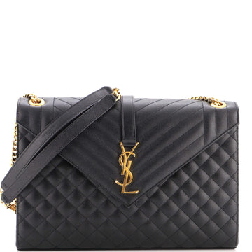 Saint Laurent Classic Monogram Envelope Satchel Mixed Matelasse Leather Large