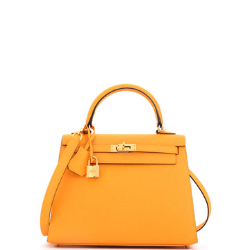 Hermes Kelly Handbag Yellow Epsom with Gold Hardware 25