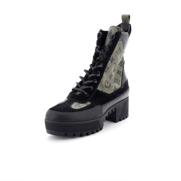Louis Vuitton Women's Laureate Platform Desert Boots Monogram Canvas with Suede and Leather