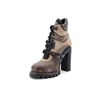Louis Vuitton Women's Star Trail Ankle Boots Monogram Canvas and Leather with Suede