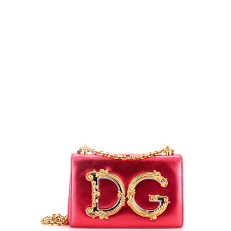 Dolce & Gabbana DG Girls Flap Bag Embellished Leather Small