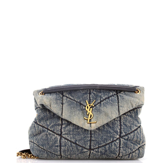 Saint Laurent Loulou Puffer Shoulder Bag Quilted Vintage Denim Medium