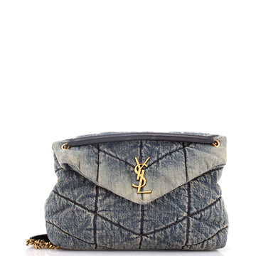 Saint Laurent Loulou Puffer Shoulder Bag Quilted Vintage Denim Medium