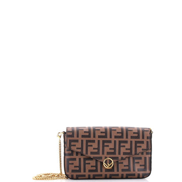 Fendi F is Fendi Envelope Clutch on Chain Zucca Embossed Leather