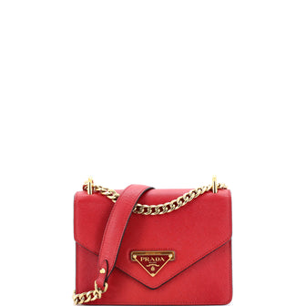 Prada Envelope Flap Chain Shoulder bag Saffiano Leather Small