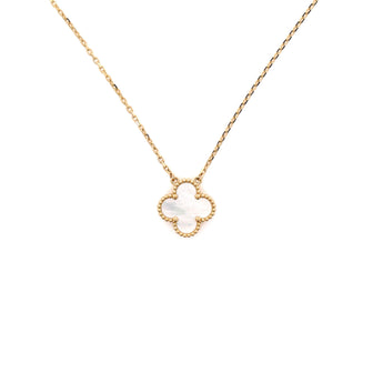 Van Cleef & Arpels Vintage Alhambra Pendant Necklace 18K Yellow Gold and Mother of Pearl