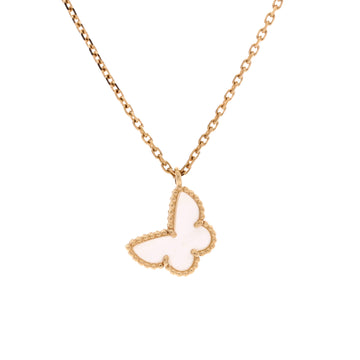 Van Cleef & Arpels Sweet Alhambra Butterfly Pendant Necklace 18K Yellow Gold and Mother of Pearl