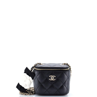 Chanel Camellia Bow Vanity Case with Chain Quilted Lambskin Mini