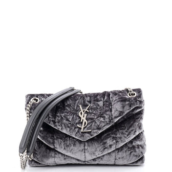 Saint Laurent Loulou Puffer Shoulder Bag Quilted Velvet Small