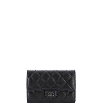 Chanel CC Compact Classic Flap Wallet Quilted Caviar