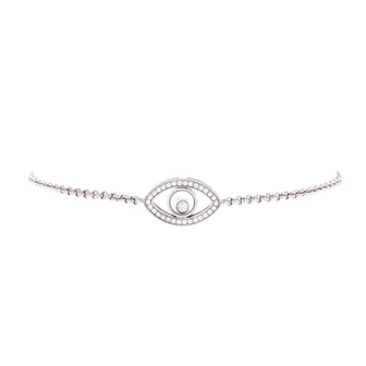 Chopard Happy Diamonds Good Luck Charms Eye Bracelet 18K White Gold with Pave Diamonds and 1 Floating Diamond