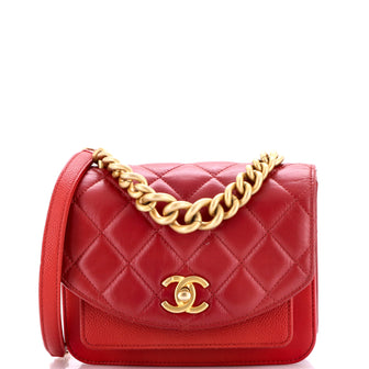 Chanel Chain Handle Flap Bag Quilted Calfskin with Caviar Mini