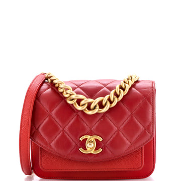 Chanel Chain Handle Flap Bag Quilted Calfskin with Caviar Mini