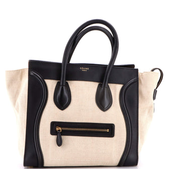 Celine Luggage Bag Canvas and Leather Mini