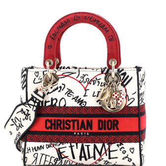 Christian Dior Lady D-Lite Bag Embroidered Canvas Medium