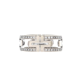 Bvlgari Parentesi Band Ring 18K White Gold and Diamonds 8mm