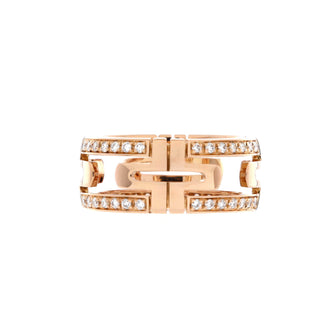 Bvlgari Parentesi Band Ring 18K Rose Gold with Diamonds 8mm