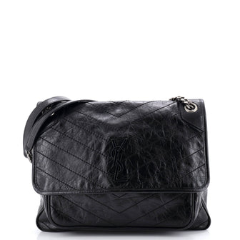 Saint Laurent Niki Chain Flap Bag Matelasse Chevron Leather Large