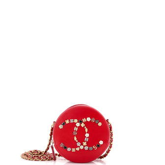 Chanel Lucky Charms Round Clutch With Chain Embellished Lambskin