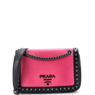 Prada Chain Flap Bag Studded Glace Calf Small
