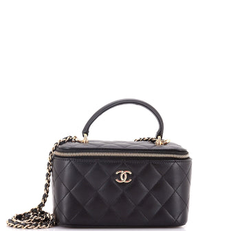 Chanel Classic Top Handle Vanity Case with Chain Quilted Lambskin Small