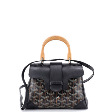 Goyard Saigon Top Handle Bag Coated Canvas with Leather Mini