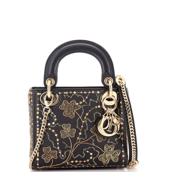 Christian Dior Lady Dior Chain Bag Embroidered Calfskin Mini
