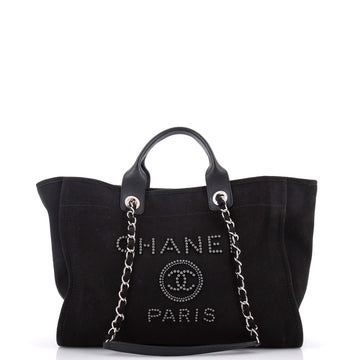 Chanel Deauville Tote Pearl Embellished Canvas Medium