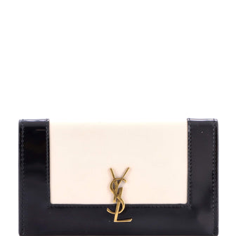 Saint Laurent Bicolor Monogram Wallet Leather and Patent