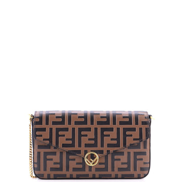 Fendi F is Fendi Envelope Clutch on Chain Zucca Embossed Leather