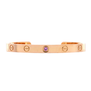 Cartier Love Cuff Bracelet 18K Rose Gold with Pink Sapphire