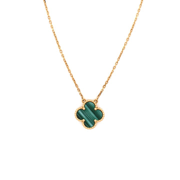 Van Cleef & Arpels Vintage Alhambra Pendant Necklace 18K Yellow Gold and Malachite