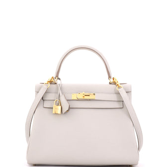 Hermes Kelly Handbag Grey Togo with Gold Hardware 28