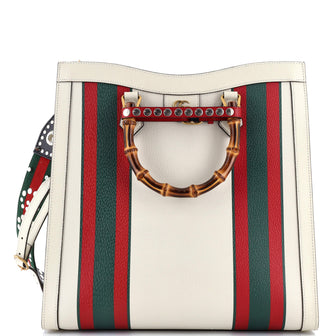 Gucci Diana NM Bamboo Handle Tote Printed Leather Large