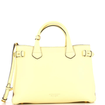 Burberry Banner Tote Leather and House Check Canvas Medium