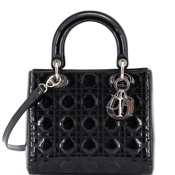 Christian Dior Lady Dior Bag Cannage Quilt Patent Medium